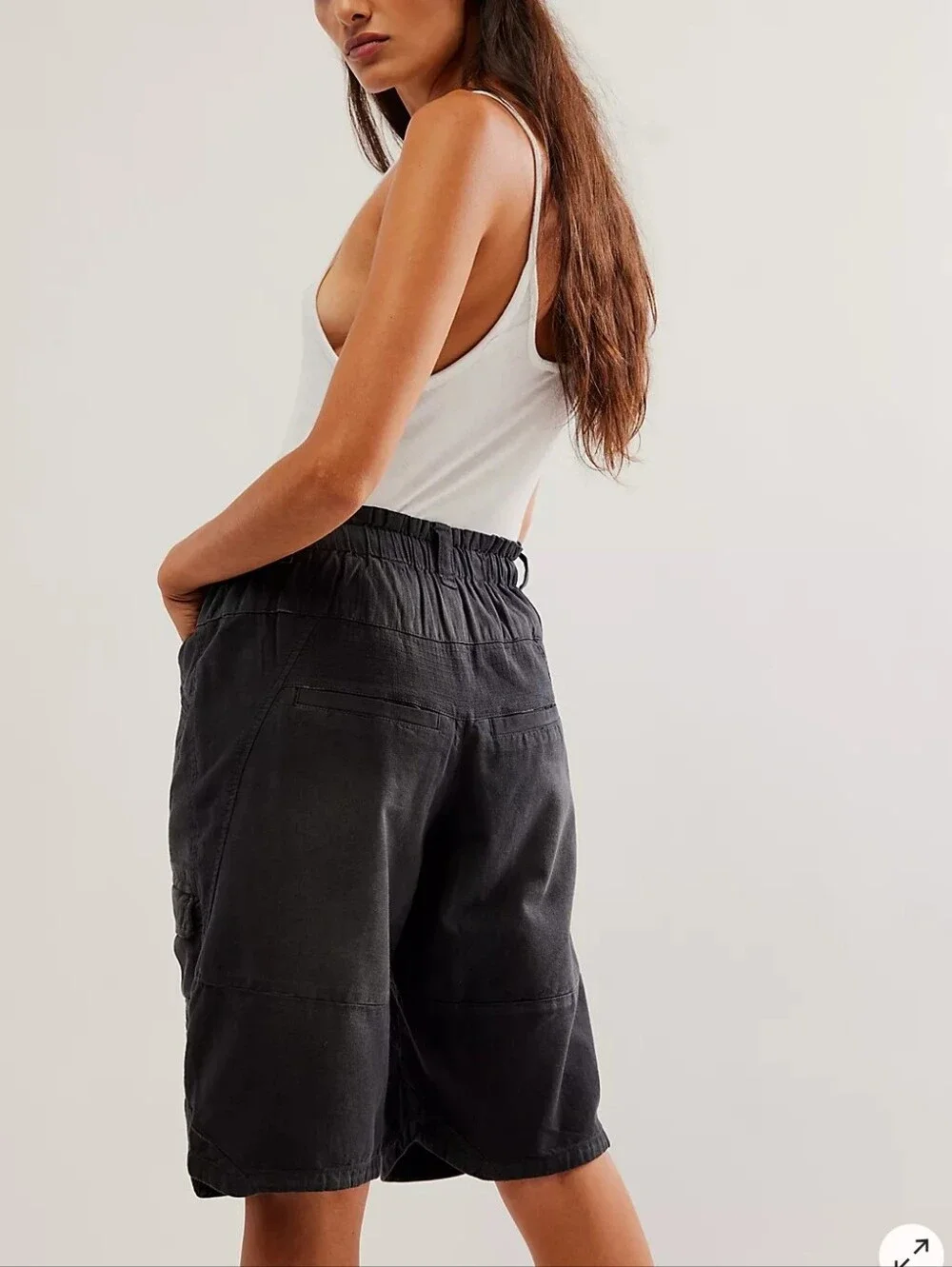 NWT Free People Islands Of Time Utility Shorts In Washed Black Medium